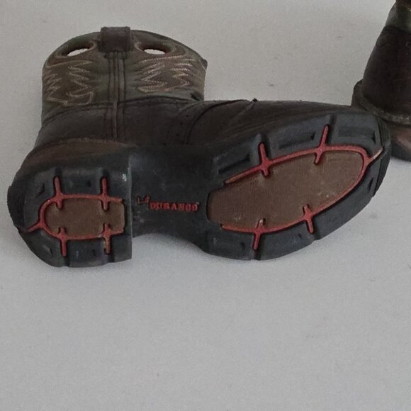 DURANGO | Brown Green Leather 8" Western Cowboy Boots Boys sz 9 - Picture 5 of 5